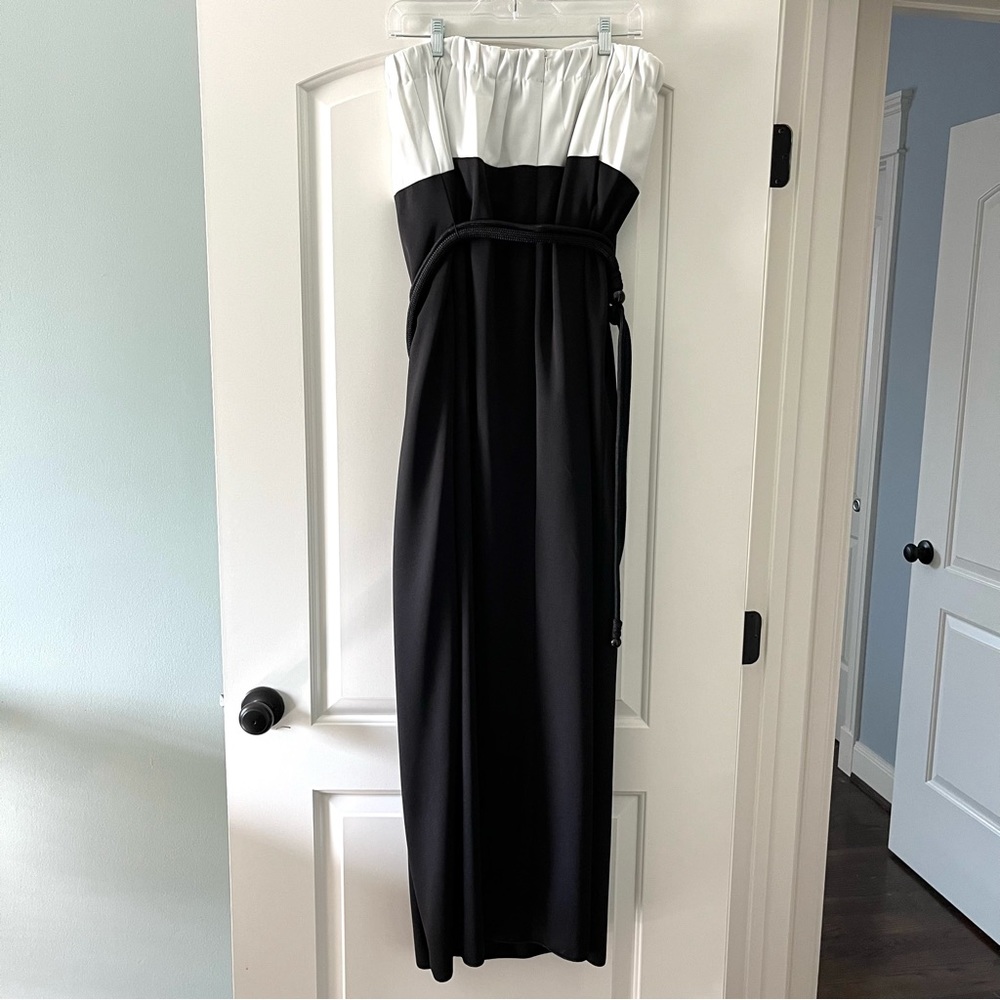 Marc Jacobs Belted Two-Tone Evening Gown with Bow Scarf (size 4) - Picture 4 of 16